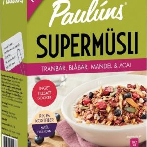 Paulúns Supermüsli Tranbär, Blåbär, Mandel & Acai