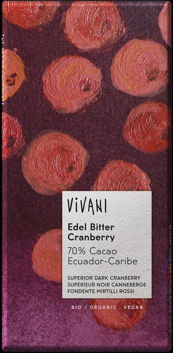 Vivani Superior Dark Chocolate with Cranberry